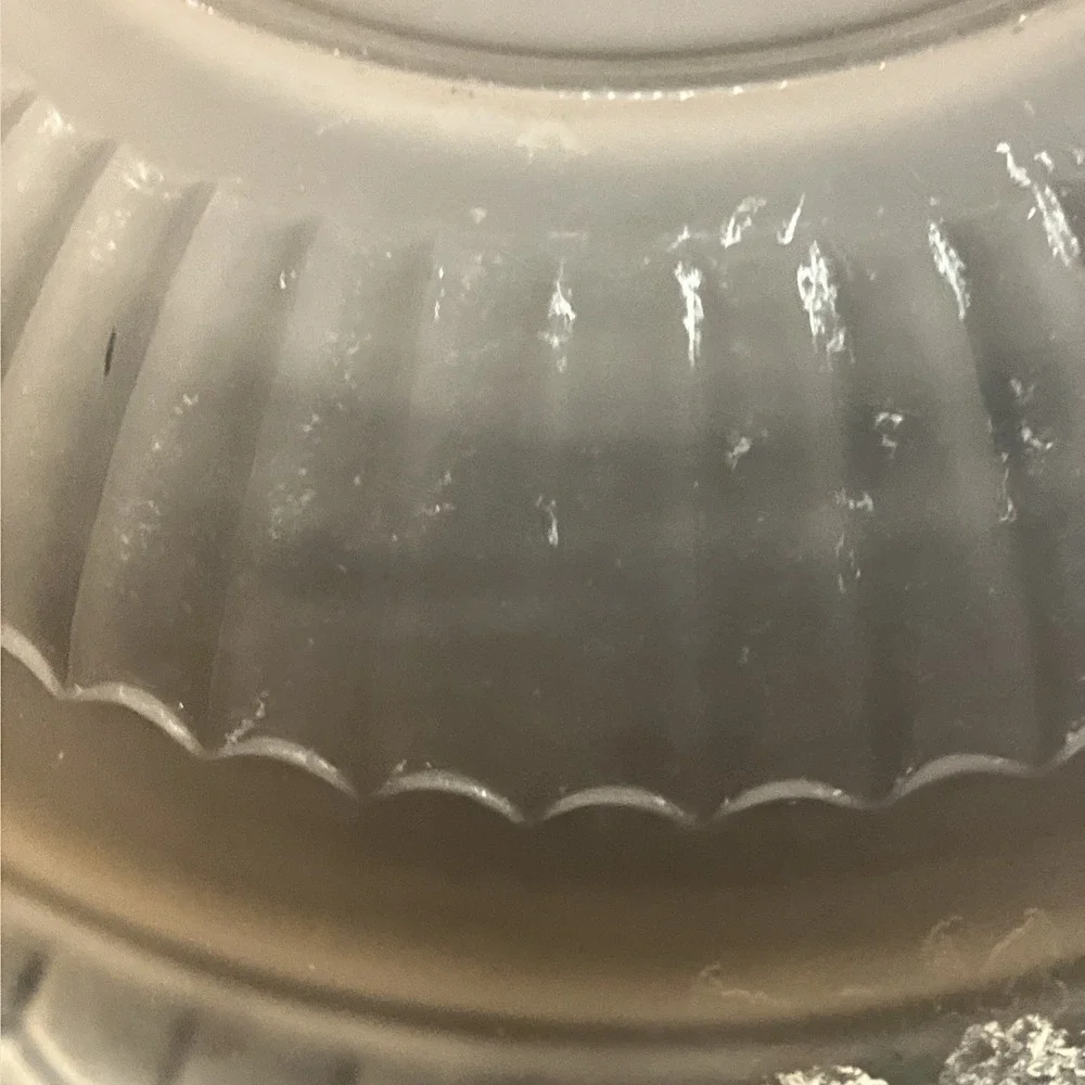 VTG Pink Satin Open Rose Depression Frosted Glass EAPG Reverse Painted Bowl 10